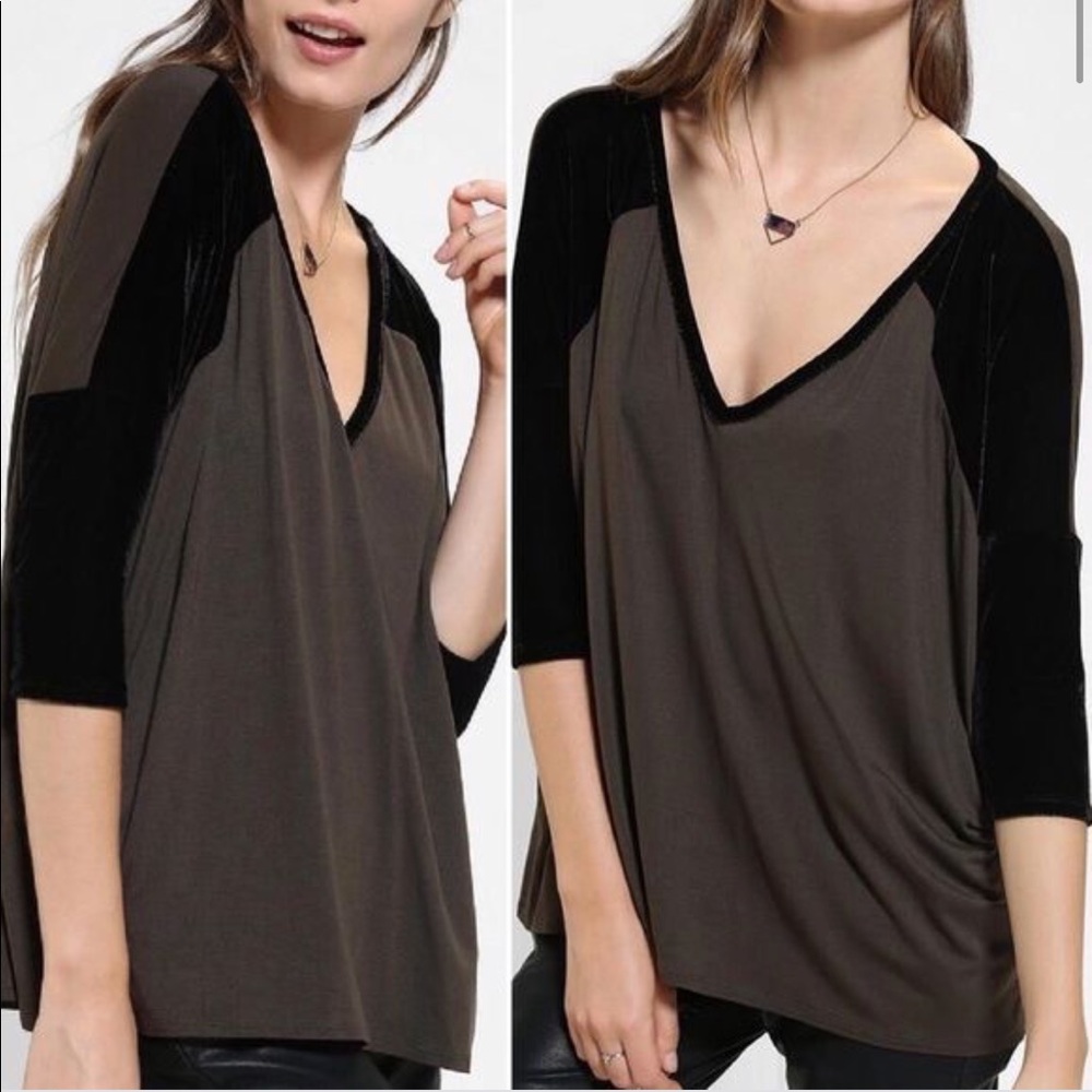 Urban Outfitters Tela Velvet Mix Top